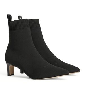 ANDRE ASSOUS Knit Winter Sock Boot Pointed Ankle Bootie Fitted Stretch 8.5